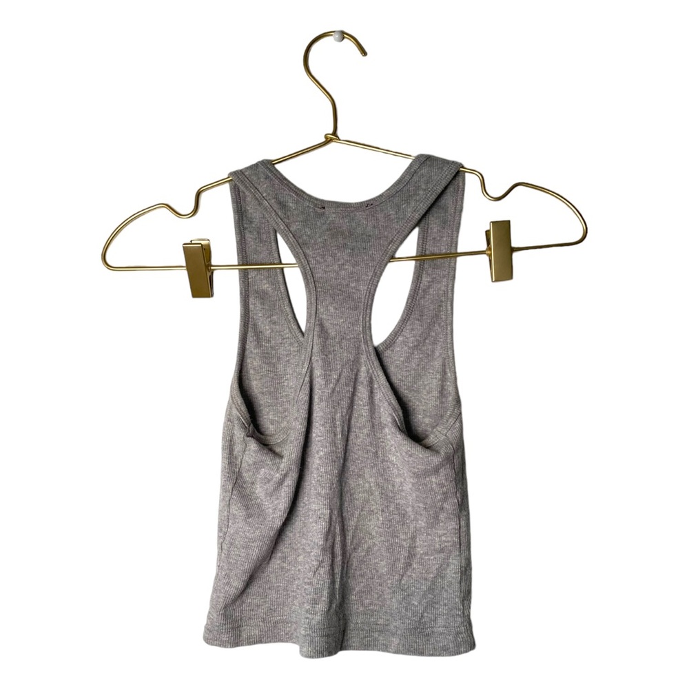 Forever 21 Womens Ribbed Tank Top Racerback Small Gray Graphic‎ Quote 0106 - Picture 2 of 5